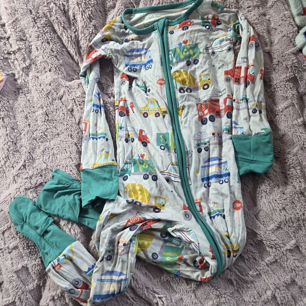 Little Sleepies Colorful Vehicle Pajama Set